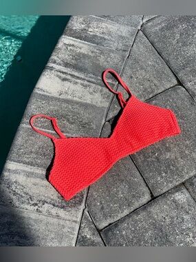 Aerie Crochet Coral/Orange Bikini Top